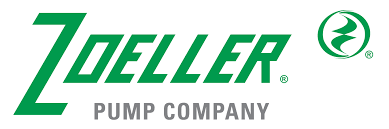 Zoeller Pump Company Logo In Green And Gray Text, With A Stylized Circular Icon Featuring Abstract Shapes On The Right.